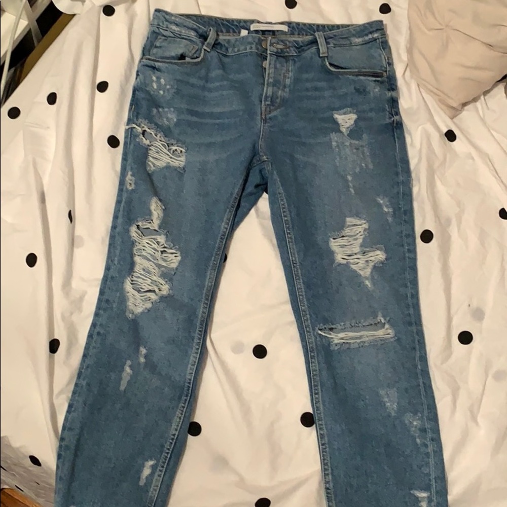 Blue distressed jeans